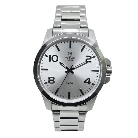 Relógio Masculino de Aço Tuguir Analógico Infinity 6117G Prata e Branco