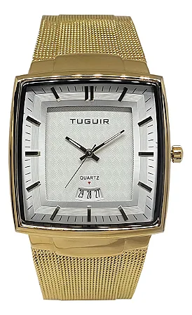 Relogio Unissex Tuguir Analogico Tg30337 Dourado Original