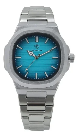 Relógio Unissex Tuguir Analógico 9218 Prata e Azul Claro