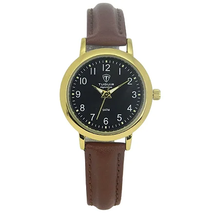 Relógio Unissex Tuguir Analógico Imperium TG30514 Preto e Marrom e Dourado