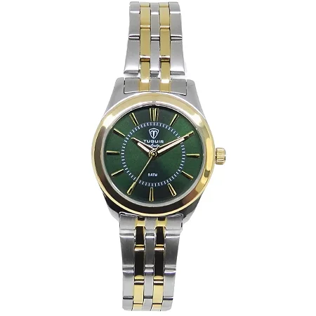 Relógio Feminino de Aço Tuguir Analógico Infinity 2462H Prata e Verde