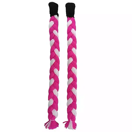 60cm - Par de Tranças para Capacete - Rosa e Branco