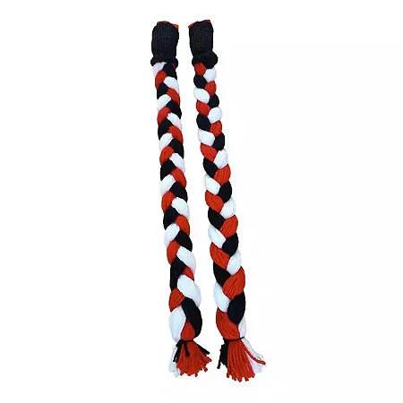 40cm - Par de Tranças para Capacete - Vermelho, Preto e Branco