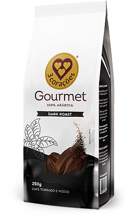 Café Torrado Moído 3 Corações Gourmet Dark Roast 250g