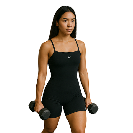 Macaquinho Movement Decote Reto Cor:Preto;Tamanho:M