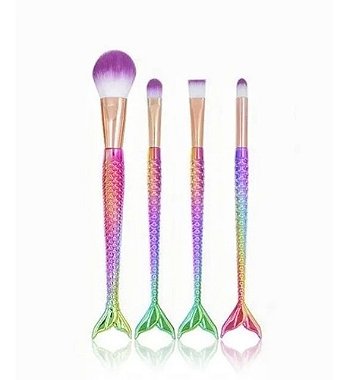 Kit 4 Pinceis Sereia De Maquiagem