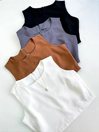 Cropped Feminino Regata em Alfaiataria Marant Tomazia Ref. 1029