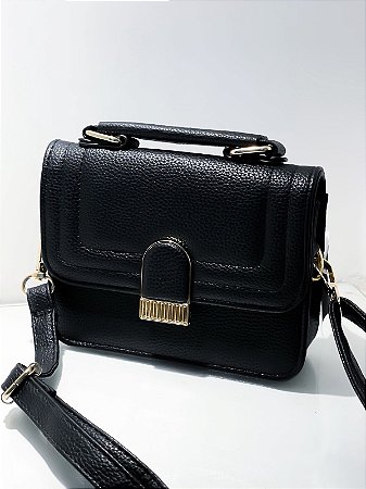 Bolsa Média Quadrada em Couro Sintético com Alça Ref. 1626