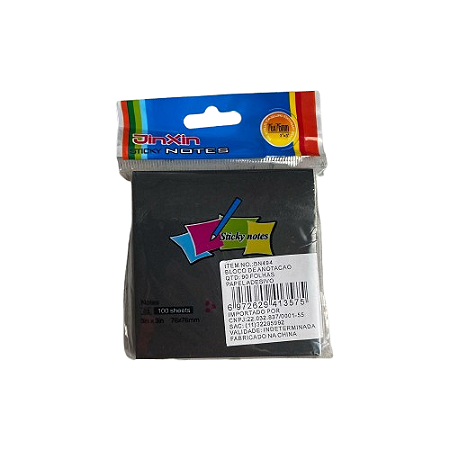 Bloco Adesivo Preto 90 Folhas