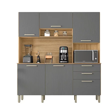 Kit Paraná 6 Portas Ferrara - Freijó/Gris 8977