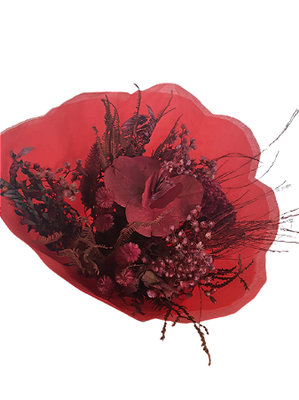 Buque Misto De Flores Desidratadas  Decoração Vermelho