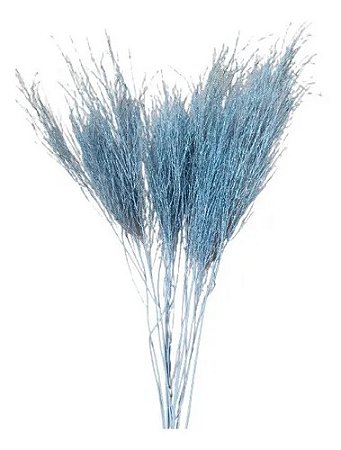 Galhos Aspargo Azul Com Purpurina 6uni Decoração Enfeite