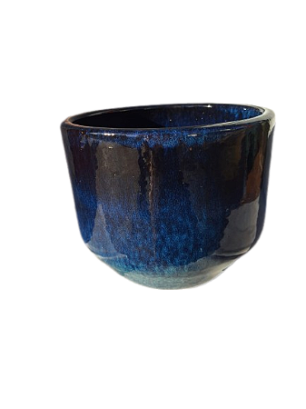 Vaso Cachepô Eugênia Azul Fusion 3 Cerâmica