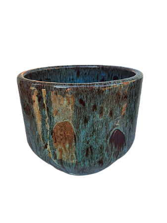 Vaso Cachepô Eugênia Azul Oceano 3 Cerâmica