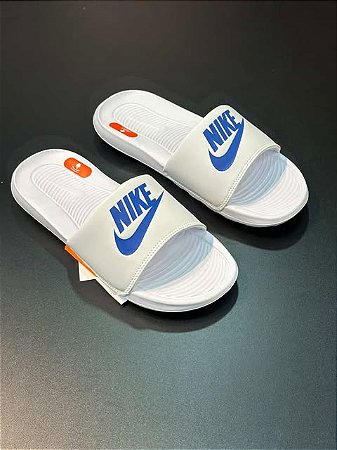 Chinelo Slide Nike Branco/Azul