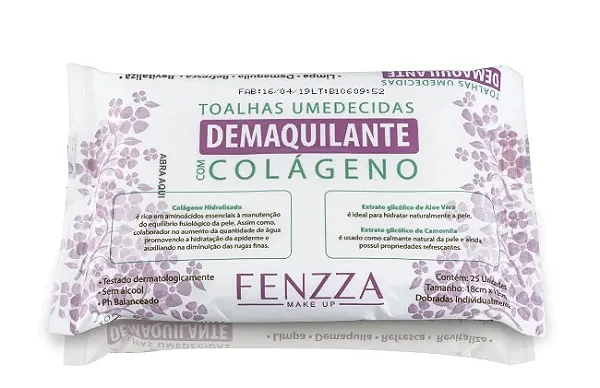 Toalhas umedecidas demaquilante c/ colágeno