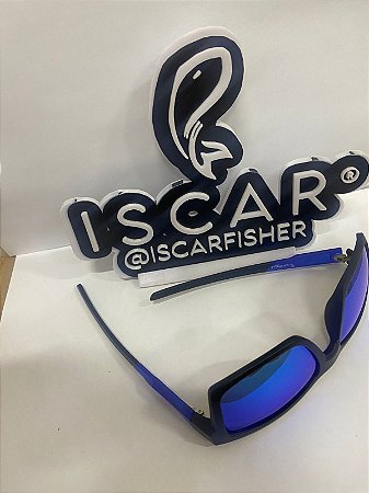 ÓCULOS DE SOL BLACK BIRD, AZUL ESPELHADO, ARMAÇÃO PRETA COM DETALHE EM AZUL - MODELO 02, ARMAÇÃO QUADRADA.