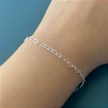 Pulseira Elos Coração Prata 925