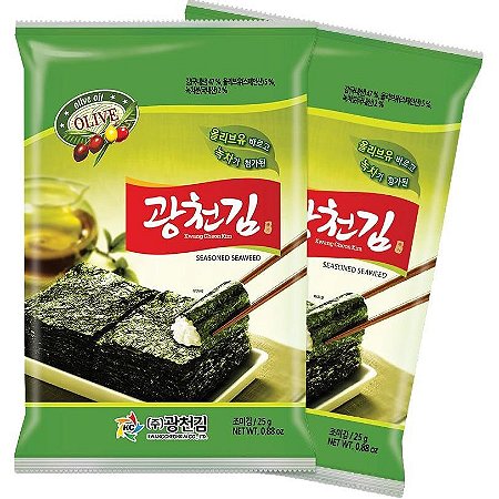 Snack Alga Temperada com Chá Verde e Oliva Kwang Cheon Kim