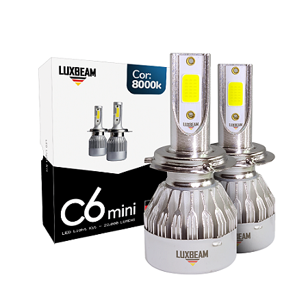 Kit 2 Lâmpada LED C6 mini H7 30w 27.000lm 12v 8000k