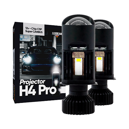 Kit 2 Lâmpada LED Canhão Mini Projetor H4 Pro 12v 6500k
