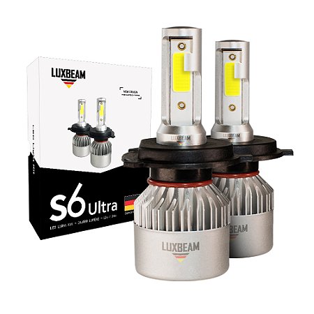 Kit 2 Lâmpada LED S6 Ultra H4 50w 60.000lm 12v 6500k