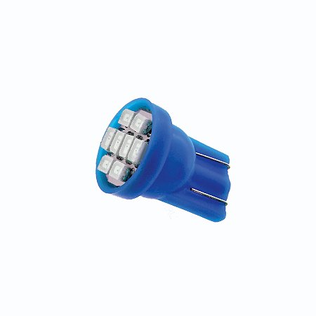 Lâmpada LED T10 8 Led SMD 12v Azul