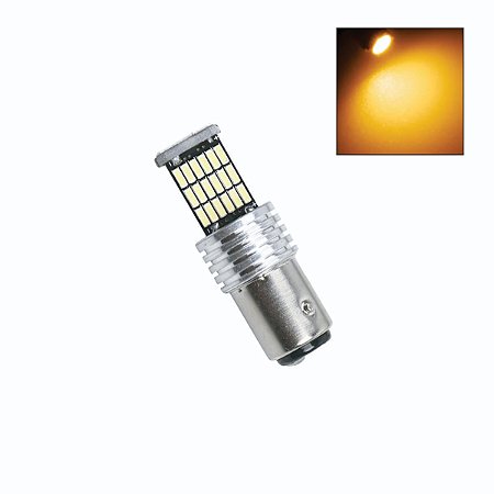 Lâmpada LED 2 Polos BAY15d 45 Led Canbus sem polaridade 12v - 24v Amarela