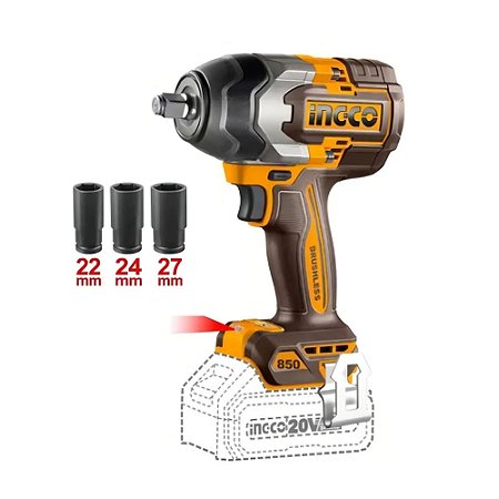 CHAVE IMPACTO ENC SEXTAVADO 1/2" 850NM BATERIA ION INGCO CIWLI20851
