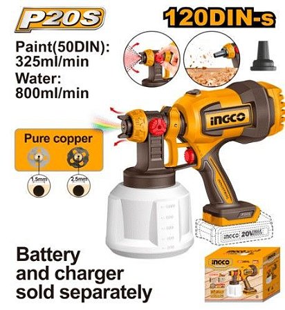 Pistola De Pintura Á Bateria 800ml 20v Csgli2004 Ingco