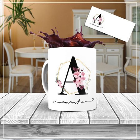 CANECA ALFABETO FEMININO PRETO