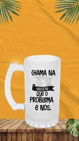 CANECA DECHOPP VIDRO JATEADO FOSCA - 475ml Chama na solução que o problema é nós- Deko - Valor unitário