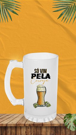 CANECA DE CHOPP VIDRO JATEADO FOSCA - 475ml - Deko - Valor unitário Só vim pela cerveja