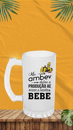 CANECA DE CHOPP VIDRO JATEADO FOSCA - 475ml - Deko - Valor unitário Alô Ambev dobra a produção que nós bebe