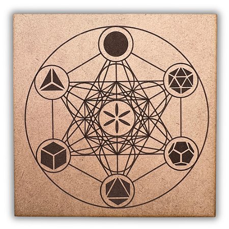 Gráfico Radiestesia MDF 3mm 20x20cm - 064 - Metatron com Sólidos - CRU