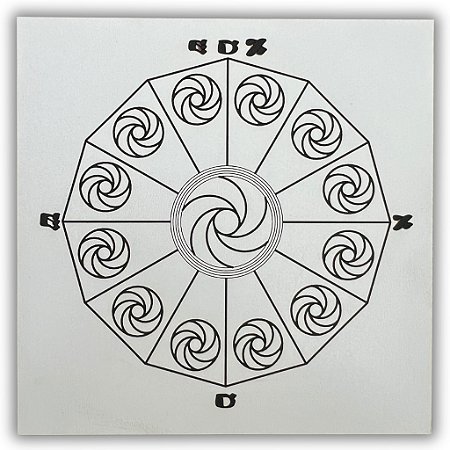 Gráfico Radiestesia MDF 3mm 20x20cm - 067 - Decágono com Diafragma - BRANCO