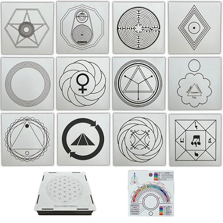 Kit 12 Gráficos 20x20 em MDF BRANCO 3mm + Caixa e Relógio (Grupo 4)