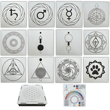 Kit 12 Gráficos 20x20 em MDF BRANCO 3mm + Caixa e Relógio (Grupo 5)