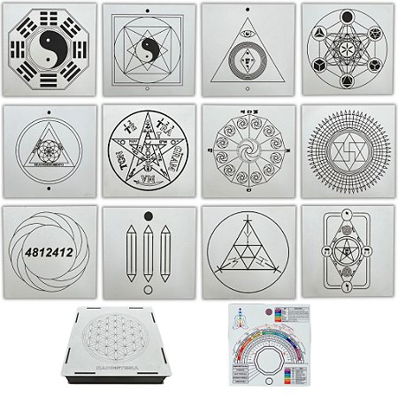 Kit 12 Gráficos 20x20 em MDF BRANCO 3mm + Caixa e Relógio (Grupo 6)