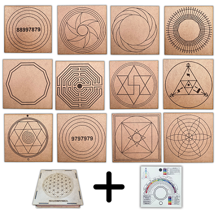 Kit 12 Gráficos 20x20 em MDF CRU 3mm + Caixa e Relógio (Grupo 1)