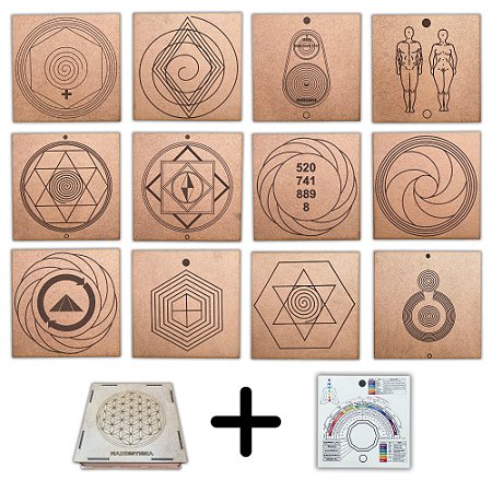 Kit 12 Gráficos 20x20 em MDF CRU 3mm + Caixa e Relógio (Grupo 2)