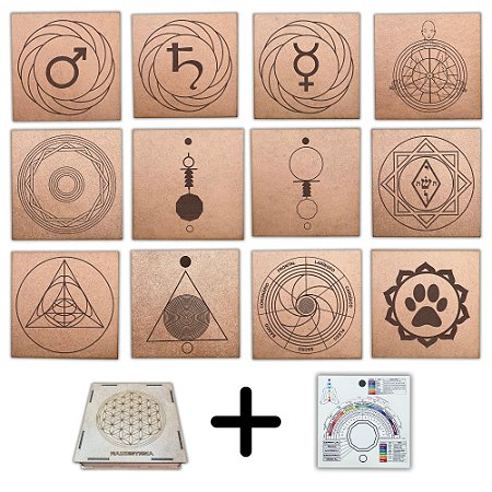 Kit 12 Gráficos 20x20 em MDF CRU 3mm + Caixa e Relógio (Grupo 5)