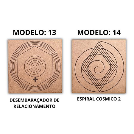 Kit 2 Gráficos MDF CRU 3mm 20x20 Radiestesia Modelos 13 e 14 (Desemb de Relacionamento e Espiral Cosmico 2)