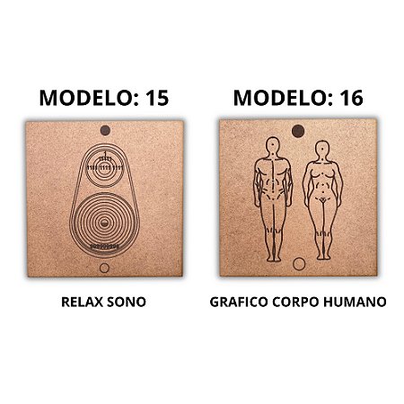 Kit 2 Gráficos MDF CRU 3mm 20x20 Radiestesia Modelos 15 e 16 (Relax Sono e Grafico Corpo Humano)