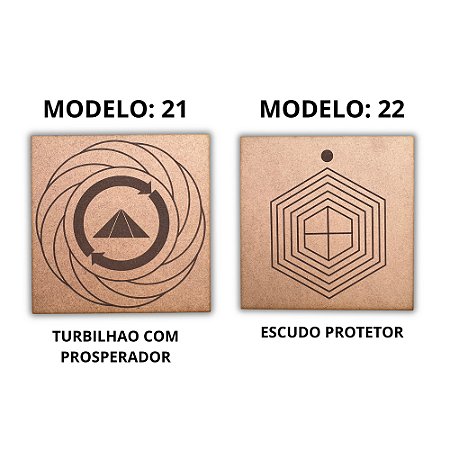 Kit 2 Gráficos MDF CRU 3mm 20x20 Radiestesia Modelos 21 e 22 (Turbilhao com Prosperador e Escudo Protetor)