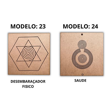 Kit 2 Gráficos MDF CRU 3mm 20x20 Radiestesia Modelos 23 e 24 (Desembaraçador Físico e Saúde)