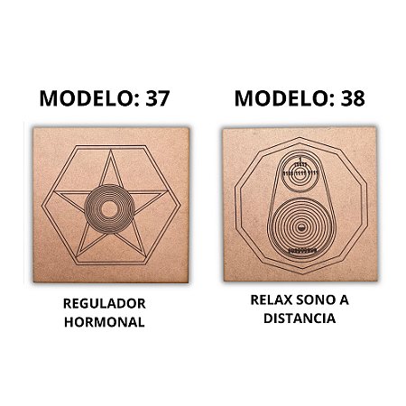 Kit 2 Gráficos MDF CRU 3mm 20x20 Radiestesia Modelos 37 e 38 (Regulador Hormonal e Relax Sono a Distancia)