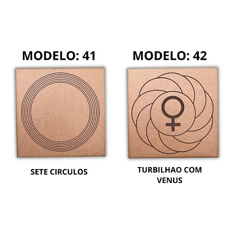 Kit 2 Gráficos MDF CRU 3mm 20x20 Radiestesia Modelos 41 e 42 (Sete Circulos e Turbilhao com Venus)