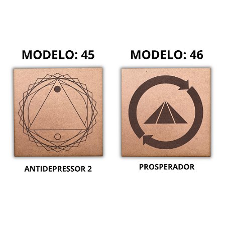 Kit 2 Gráficos MDF CRU 3mm 20x20 Radiestesia Modelos 45 e 46 (Antidepressor 2 e Prosperador)