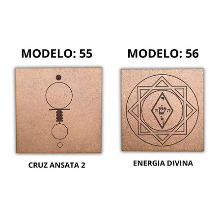 Kit 2 Gráficos MDF CRU 3mm 20x20 Radiestesia Modelos 55 e 56 (Cruz Ansata 2 e Energia Divina)